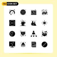 Universal Icon Symbols Group of 16 Modern Solid Glyphs of cup socket lock electric sale label Editable Vector Design Elements