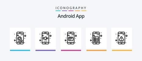 Android App Line 5 Icon Pack Including app. game. mobile. entertainment. ui. Creative Icons Design vector