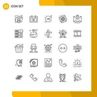 25 User Interface Line Pack of modern Signs and Symbols of delete education money back to school rewind Editable Vector Design Elements
