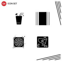 4 Thematic Vector Solid Glyphs and Editable Symbols of juice computer spring horizontal hardware Editable Vector Design Elements