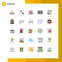 Set of 25 Vector Flat Colors on Grid for check list money computer finance bag Editable Vector Design Elements