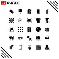 User Interface Pack of 25 Basic Solid Glyphs of low electricity delivery electric stock Editable Vector Design Elements