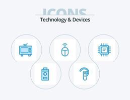 dispositivos blue icon pack 5 diseño de iconos. . pastilla. televisor. UPC. Wifi vector