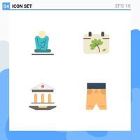 Group of 4 Modern Flat Icons Set for fast school yoga day education Editable Vector Design Elements