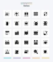 Creative Kitchen 25 Glyph Solid Black icon pack  Such As ketchup. skimmer. juice. kitchen. ice vector