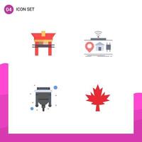 Modern Set of 4 Flat Icons and symbols such as gate cable chinese internet usb Editable Vector Design Elements