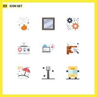 Set of 9 Modern UI Icons Symbols Signs for things internet development gadgets gear Editable Vector Design Elements