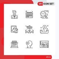 Pack of 9 creative Outlines of phone mobile search business schedule Editable Vector Design Elements