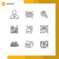 Editable Vector Line Pack of 9 Simple Outlines of copywriting sunny ecommerce sun money Editable Vector Design Elements