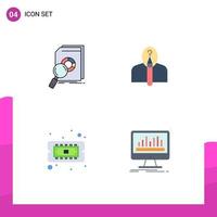 Pack of 4 creative Flat Icons of analysis creative market artist computer Editable Vector Design Elements