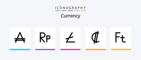 la línea de moneda llenó el paquete de 5 íconos, incluido el romano. georgia país. argentino diseño de iconos creativos vector