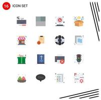 Universal Icon Symbols Group of 16 Modern Flat Colors of store building pin crowd funding fundraising Editable Pack of Creative Vector Design Elements