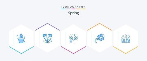 Spring 25 Blue icon pack including garden. water. leaf. tank. beverage vector