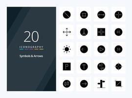 20 Symbols  Arrows Solid Glyph icon for presentation vector