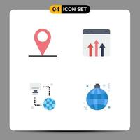Flat Icon Pack of 4 Universal Symbols of gps technology business growth monitor Editable Vector Design Elements