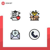 User Interface Pack of 4 Basic Filledline Flat Colors of apple open box filter handset Editable Vector Design Elements