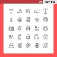 Pictogram Set of 25 Simple Lines of text school bag cresent school bag Editable Vector Design Elements