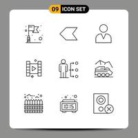 User Interface Pack of 9 Basic Outlines of exploration user user network connect Editable Vector Design Elements