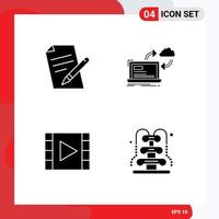4 Creative Icons Modern Signs and Symbols of file media pencil data multimedia Editable Vector Design Elements