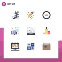 Pack of 9 Modern Flat Colors Signs and Symbols for Web Print Media such as position production user pollution learning chemistry Editable Vector Design Elements