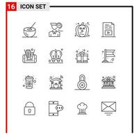 16 User Interface Outline Pack of modern Signs and Symbols of multimedia file user entertainment pumpkin Editable Vector Design Elements