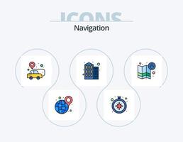 paquete de iconos llenos de línea de navegación 5 diseño de iconos. . camino. navegación. navegación. satélite vector