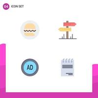 Pack of 4 Modern Flat Icons Signs and Symbols for Web Print Media such as burgers blocker no motel digital Editable Vector Design Elements