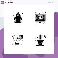 4 iconos creativos signos y símbolos modernos de lucha lcd bomberos idea elementos de diseño vectorial editables vector