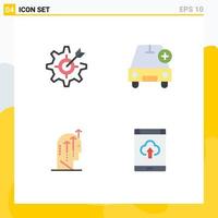 Group of 4 Flat Icons Signs and Symbols for configure vehicles setting car growth Editable Vector Design Elements