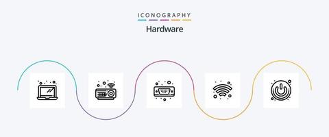 Hardware Line 5 Icon Pack Including switch. power button. port. power. wireless vector