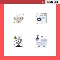 Flat Icon Pack of 4 Universal Symbols of face chemistry sheep code science Editable Vector Design Elements