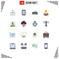 Universal Icon Symbols Group of 16 Modern Flat Colors of tree snow car christmas worker Editable Pack of Creative Vector Design Elements