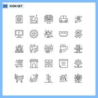 Modern Set of 25 Lines Pictograph of help vehicles gallery travel automobile Editable Vector Design Elements