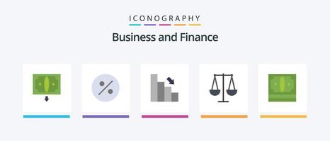 Finance Flat 5 Icon Pack Including finance. business. chart. libra. business. Creative Icons Design vector