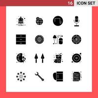 Universal Icon Symbols Group of 16 Modern Solid Glyphs of furniture cabinet sound microphone broadcast Editable Vector Design Elements