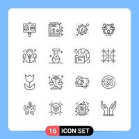 16 Universal Outline Signs Symbols of energy social drum people communication Editable Vector Design Elements