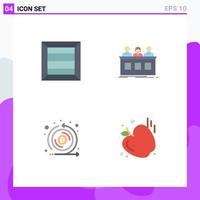 4 iconos planos universales establecidos para aplicaciones web y móviles cuadro moneda competencia juez token elementos de diseño vectorial editables vector