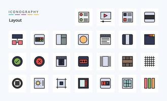 paquete de iconos de estilo lleno de 25 líneas de diseño vector