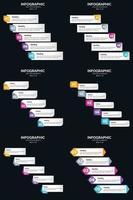 Vector 6 Infographics Pack Presentation slide template 5 Steps cycle diagrams and timelines