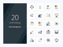 20 Talent Management Flat Color icon for presentation vector