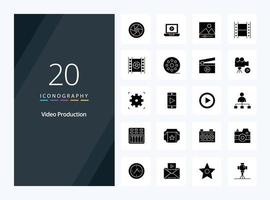 20 Video Production Solid Glyph icon for presentation vector