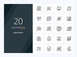 20 Data Science Outline icon for presentation vector
