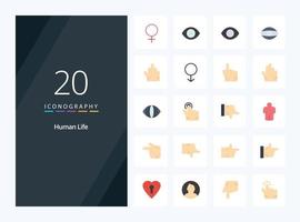 20 icono de color plano humano para presentación vector