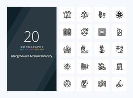 20 Energy Source And Power Industry Outline icon for presentation vector