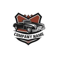 Classic vintage car vector design inspiration. Auto car logo design template. Classic vehicle symbol logotype. A classic car symbol silhouette. Vintage car simple line art logo.