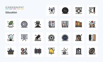 25 Education Line Filled Style icon pack vector