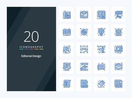 20 Editorial Design Blue Color icon for presentation vector