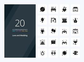 20 Wedding Solid Glyph icon for presentation vector