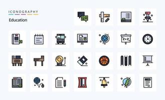 paquete de iconos de estilo lleno de línea de educación 25 vector