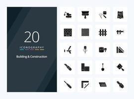 20 Building And Construction Solid Glyph icon for presentation vector